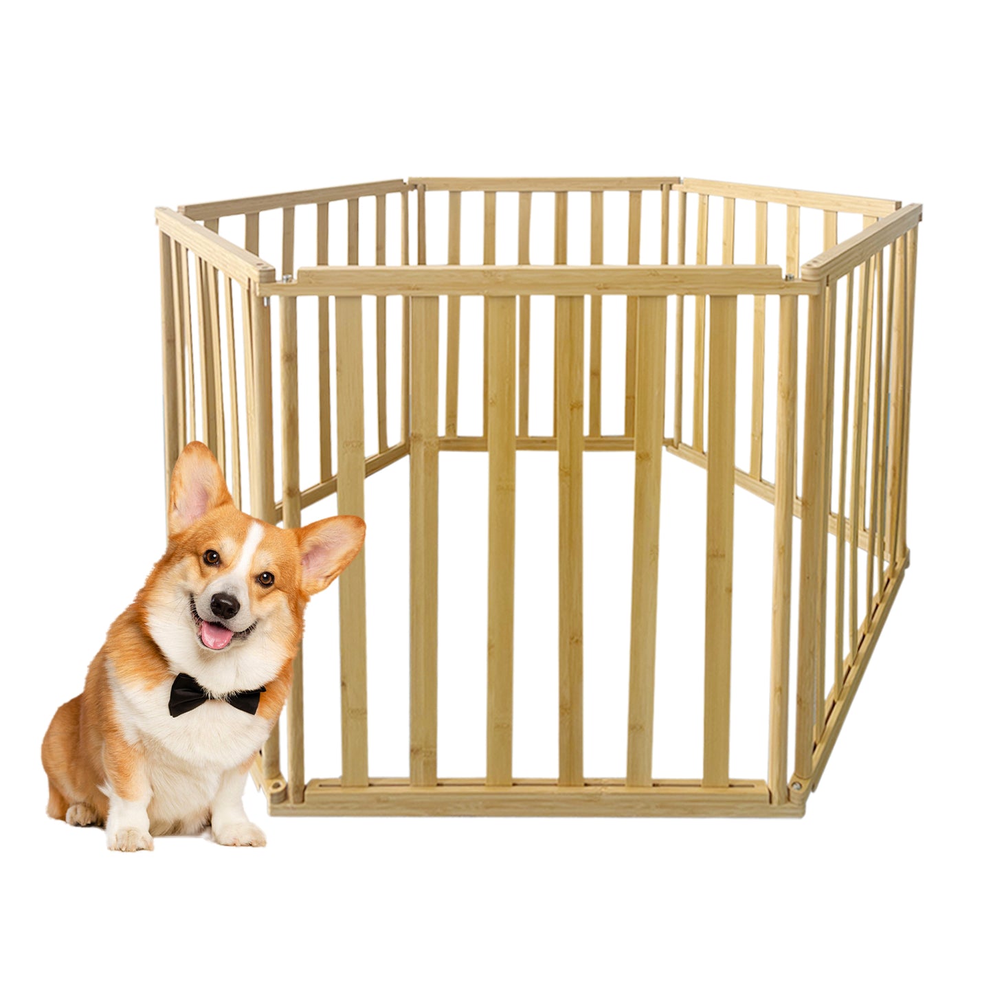Ready to pets 6-Panels Premium Bamboo Pet Fence: Where Elegance Meets Functionality For the Discerning Pet Owner Who Values Style, Sustainability, and Simplicity