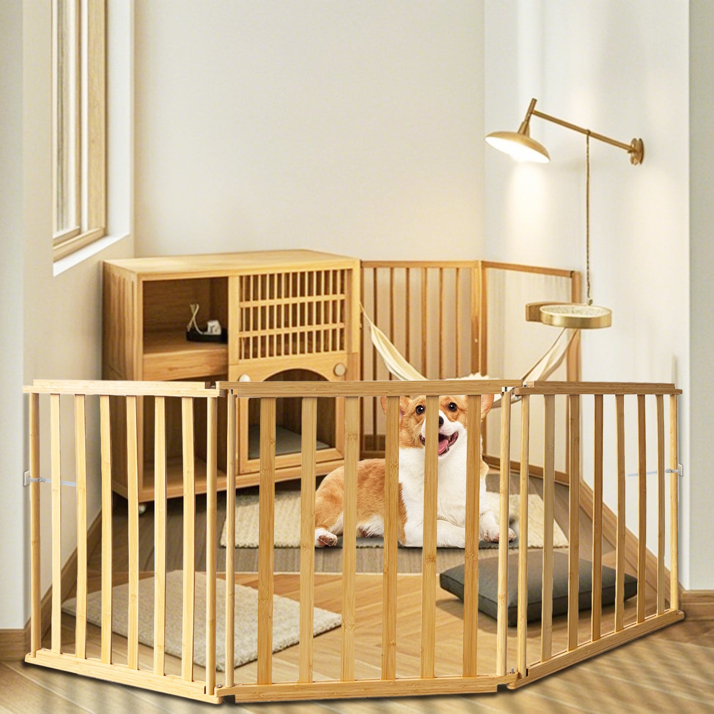 Ready to pets 3-Panels Premium Bamboo Pet Fence: Where Elegance Meets Functionality For the Discerning Pet Owner Who Values Style, Sustainability, and Simplicity