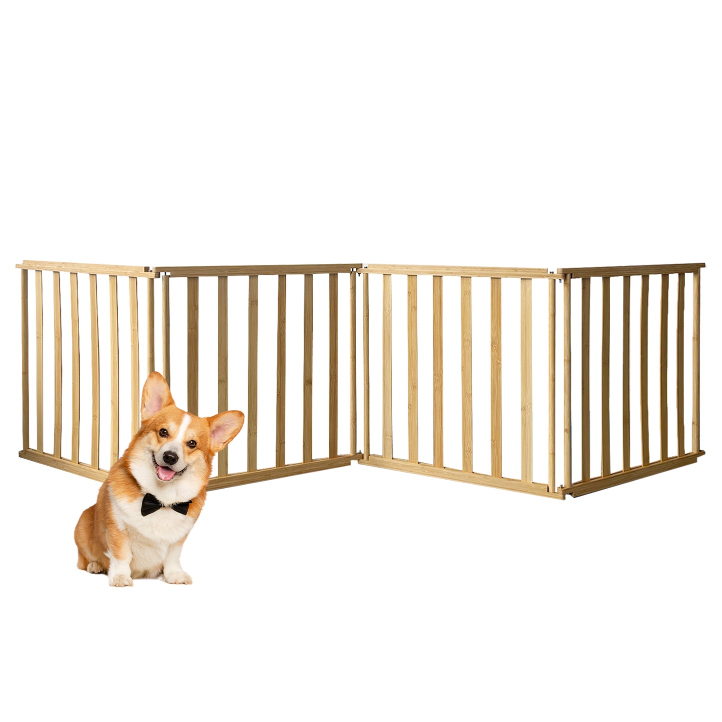 Ready to pets 4-Panels Premium Bamboo Pet Fence: Where Elegance Meets Functionality For the Discerning Pet Owner Who Values Style, Sustainability, and Simplicity