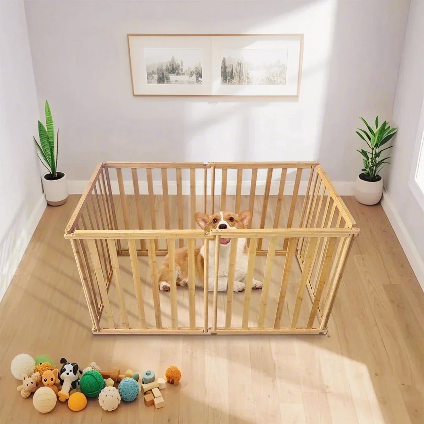 Ready to pets 6-Panels Premium Bamboo Pet Fence: Where Elegance Meets Functionality For the Discerning Pet Owner Who Values Style, Sustainability, and Simplicity