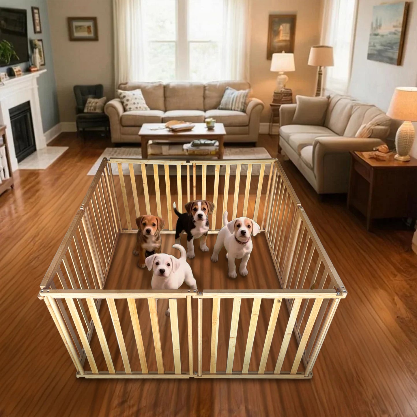 Ready to pets 8-Panels Premium Bamboo Pet Fence: Where Elegance Meets Functionality For the Discerning Pet Owner Who Values Style, Sustainability, and Simplicity