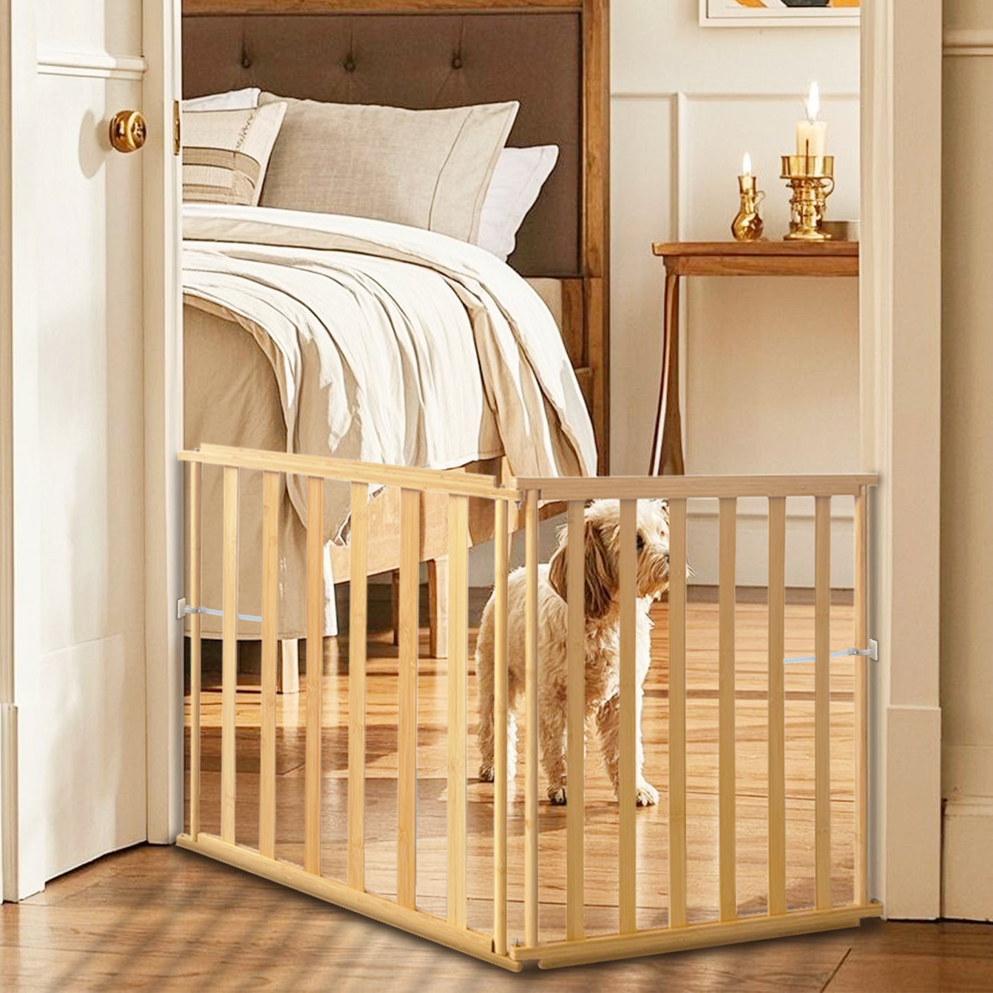 Ready to pets 2-Panels Premium Bamboo Pet Fence: Where Elegance Meets Functionality For the Discerning Pet Owner Who Values Style, Sustainability, and Simplicity
