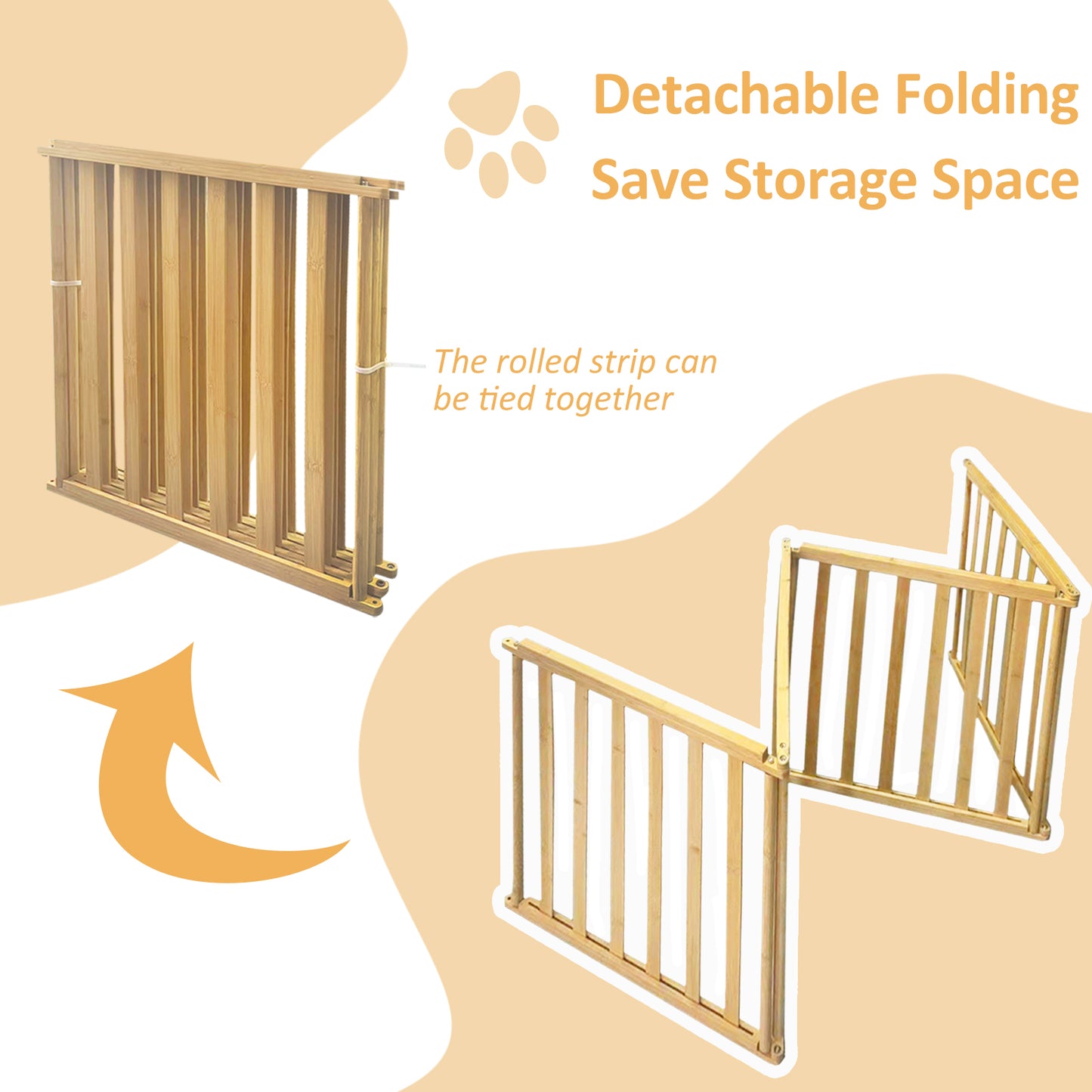 Ready to pets 4-Panels Premium Bamboo Pet Fence: Where Elegance Meets Functionality For the Discerning Pet Owner Who Values Style, Sustainability, and Simplicity