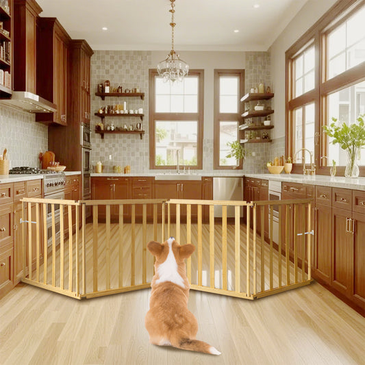 Ready to pets 4-Panels Premium Bamboo Pet Fence: Where Elegance Meets Functionality For the Discerning Pet Owner Who Values Style, Sustainability, and Simplicity